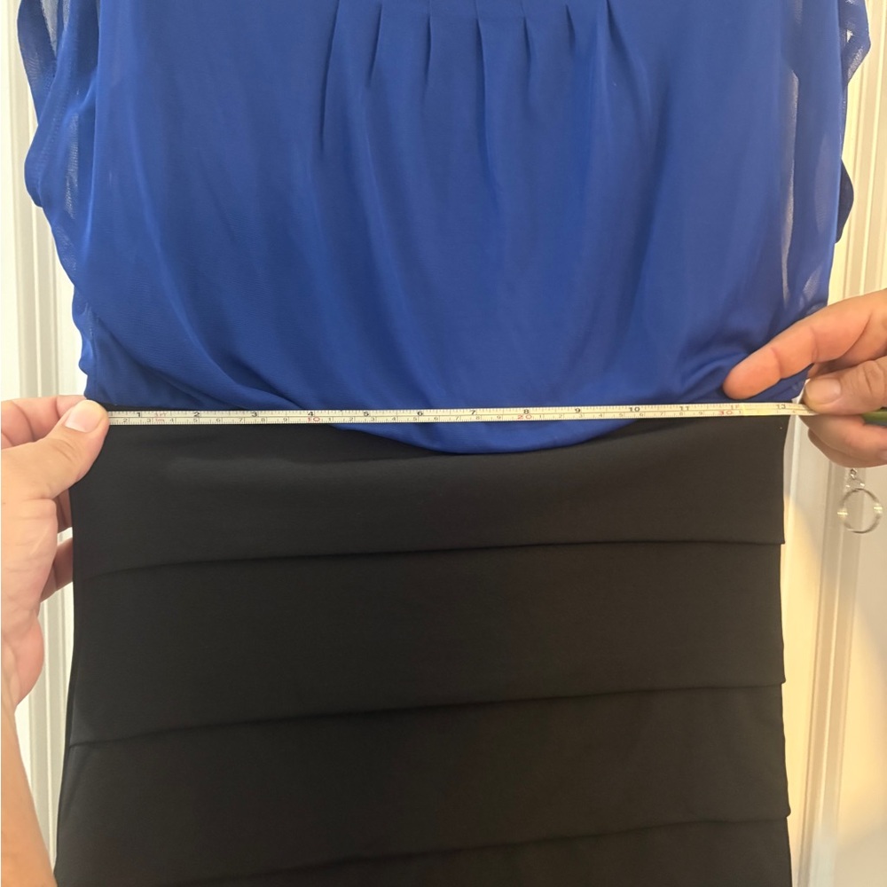 EnFocus Studio size 4 blue and black dress.  Sheer dark blue on the top. - Picture 5 of 6